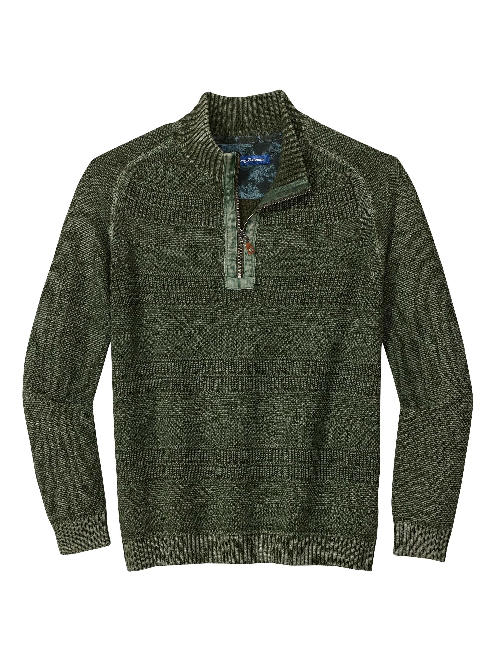 Men's Saltwater Textured Quarter-Zip Sweater - Winchester Green - 1