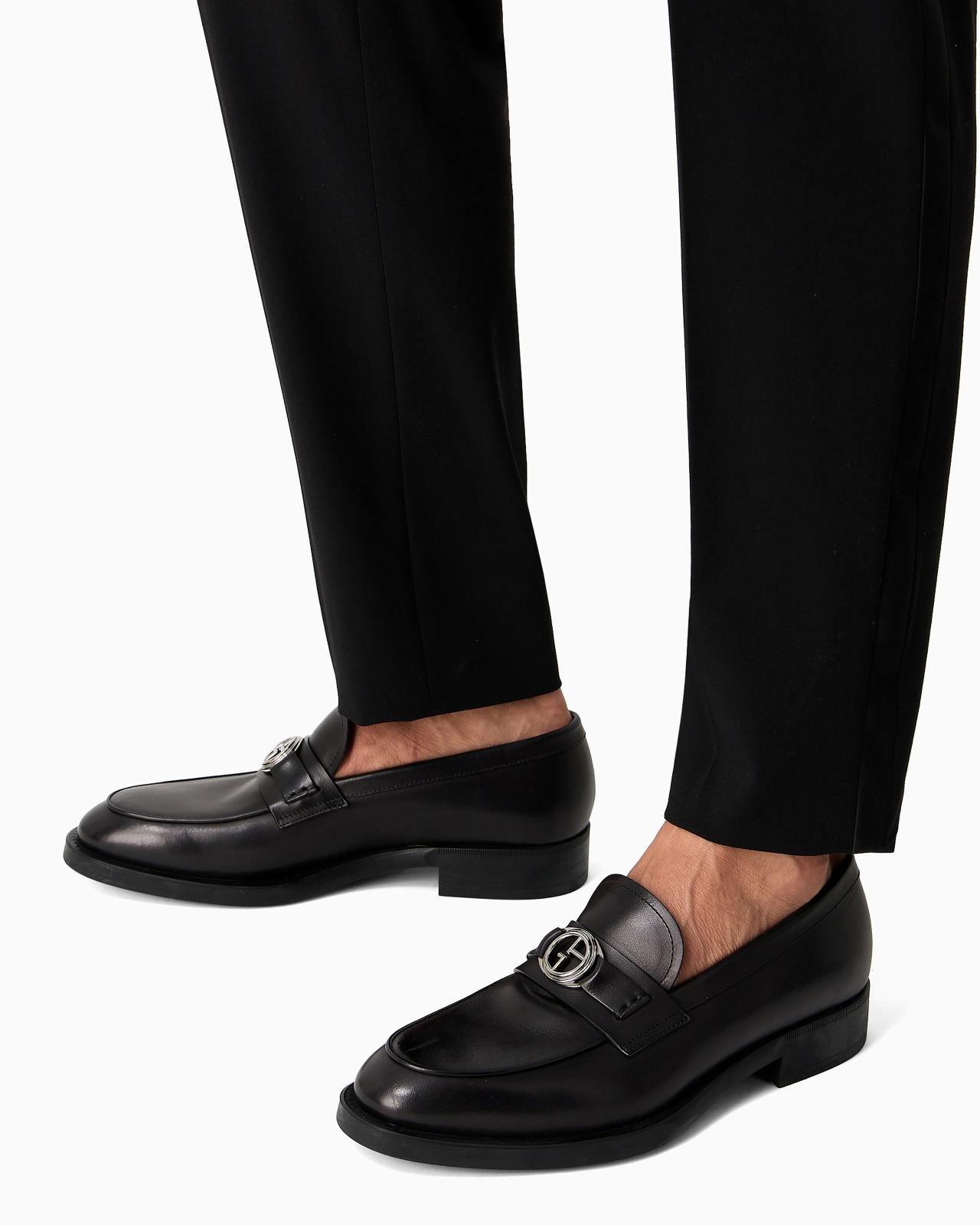 Leather loafers with logo - 4
