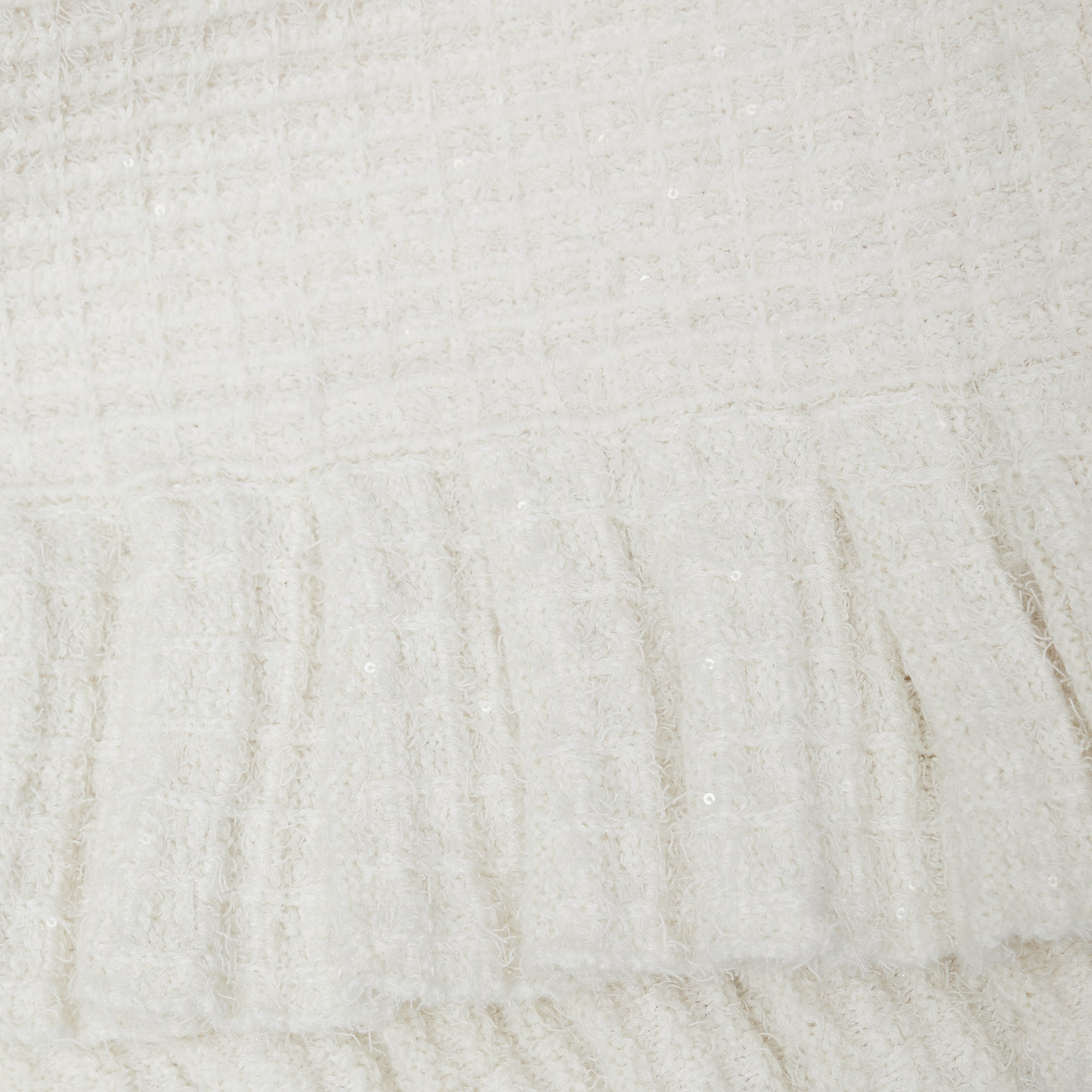 Cream Sequin Textured Knit Skirt - 6