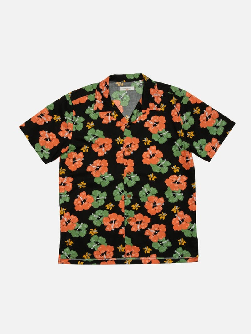 Arvid Flower Hawaii Shirt Black 1