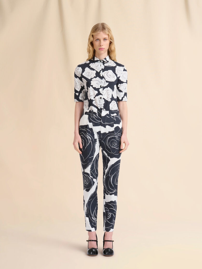 WHITE POPLIN CAPRI TROUSERS WITH CYBELE PRINT - 2