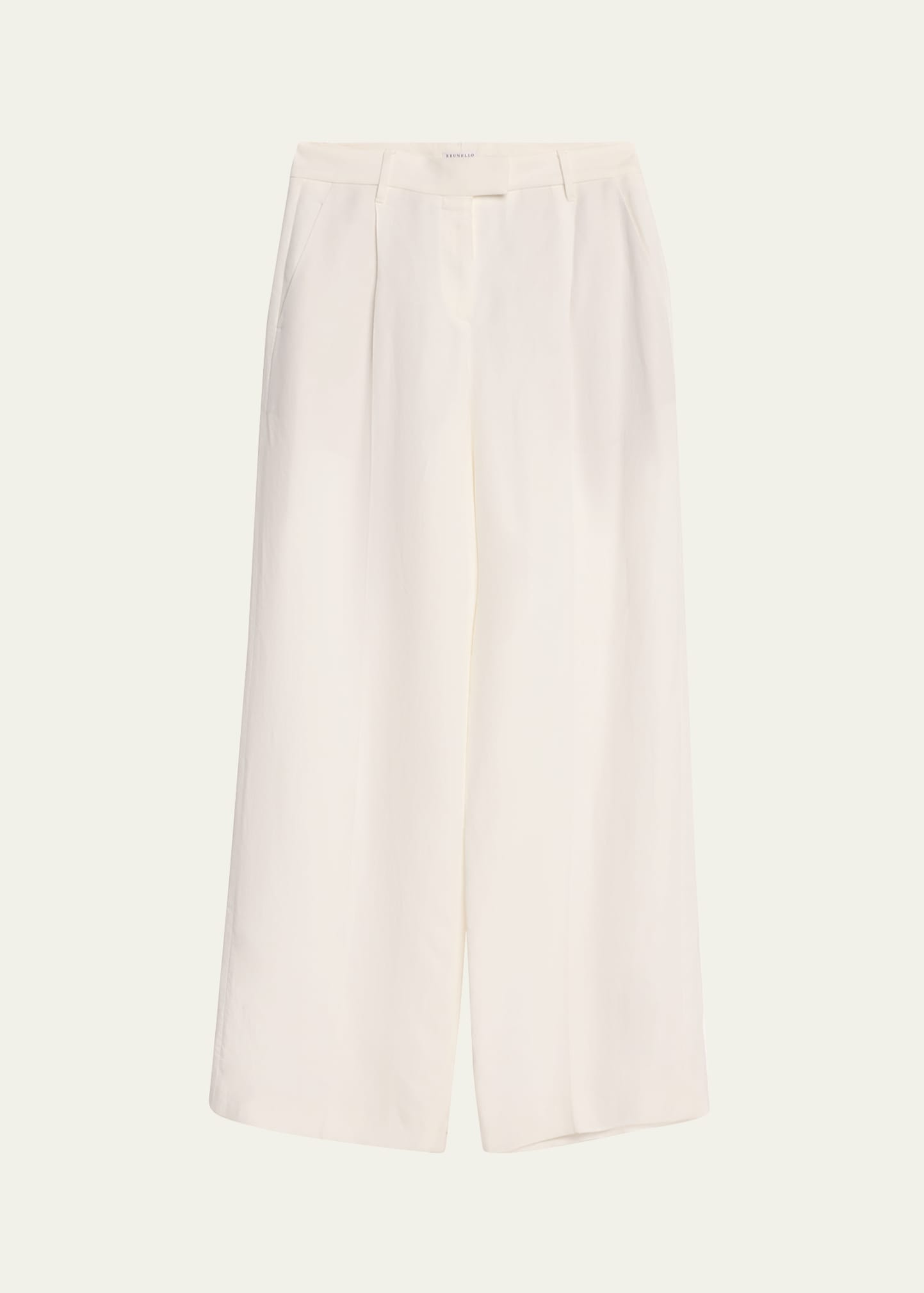 Wide-Leg Fluid Linen Twill Tailored Pants - 1
