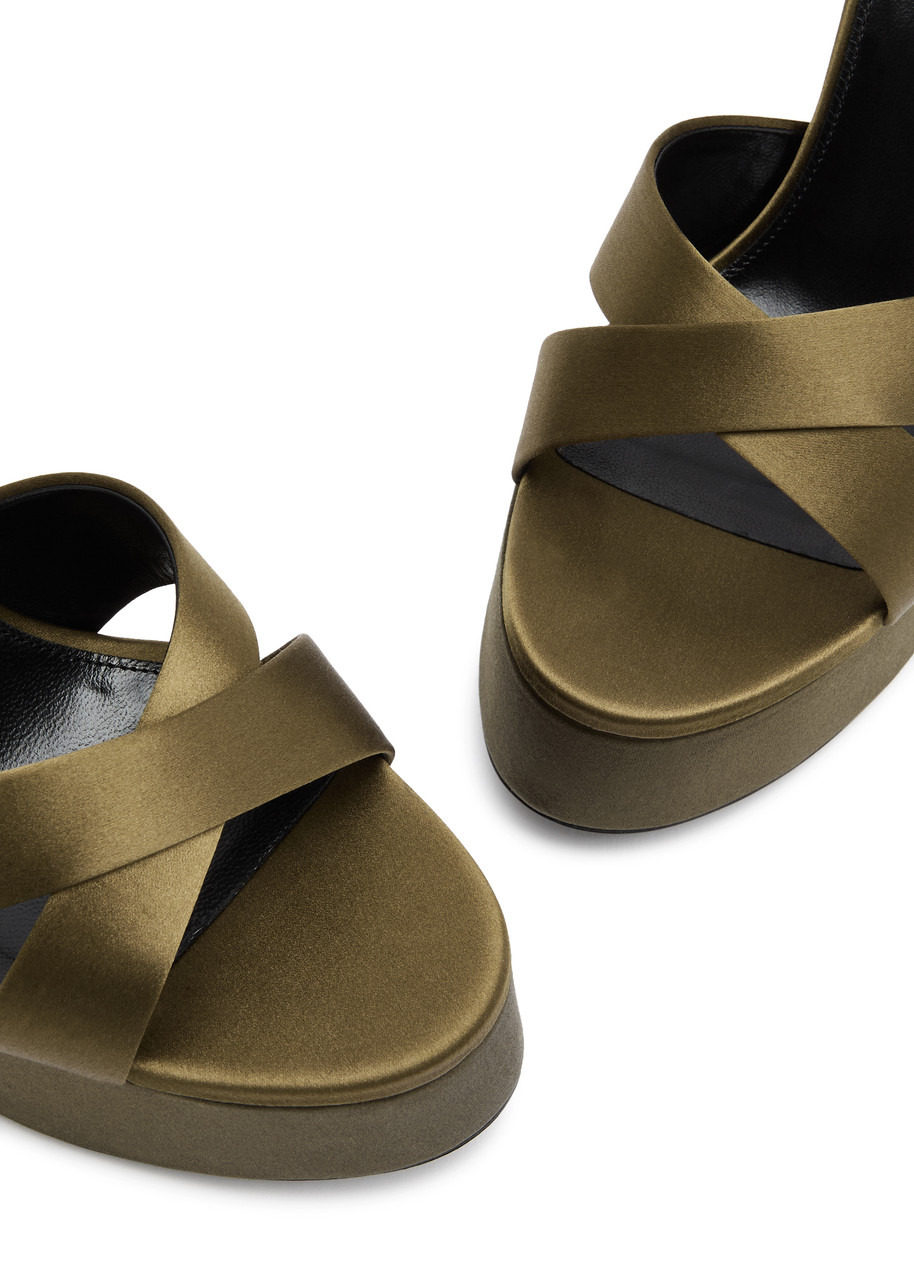 Saint Laurent Bianca 125 Satin Platform Sandals - 3
