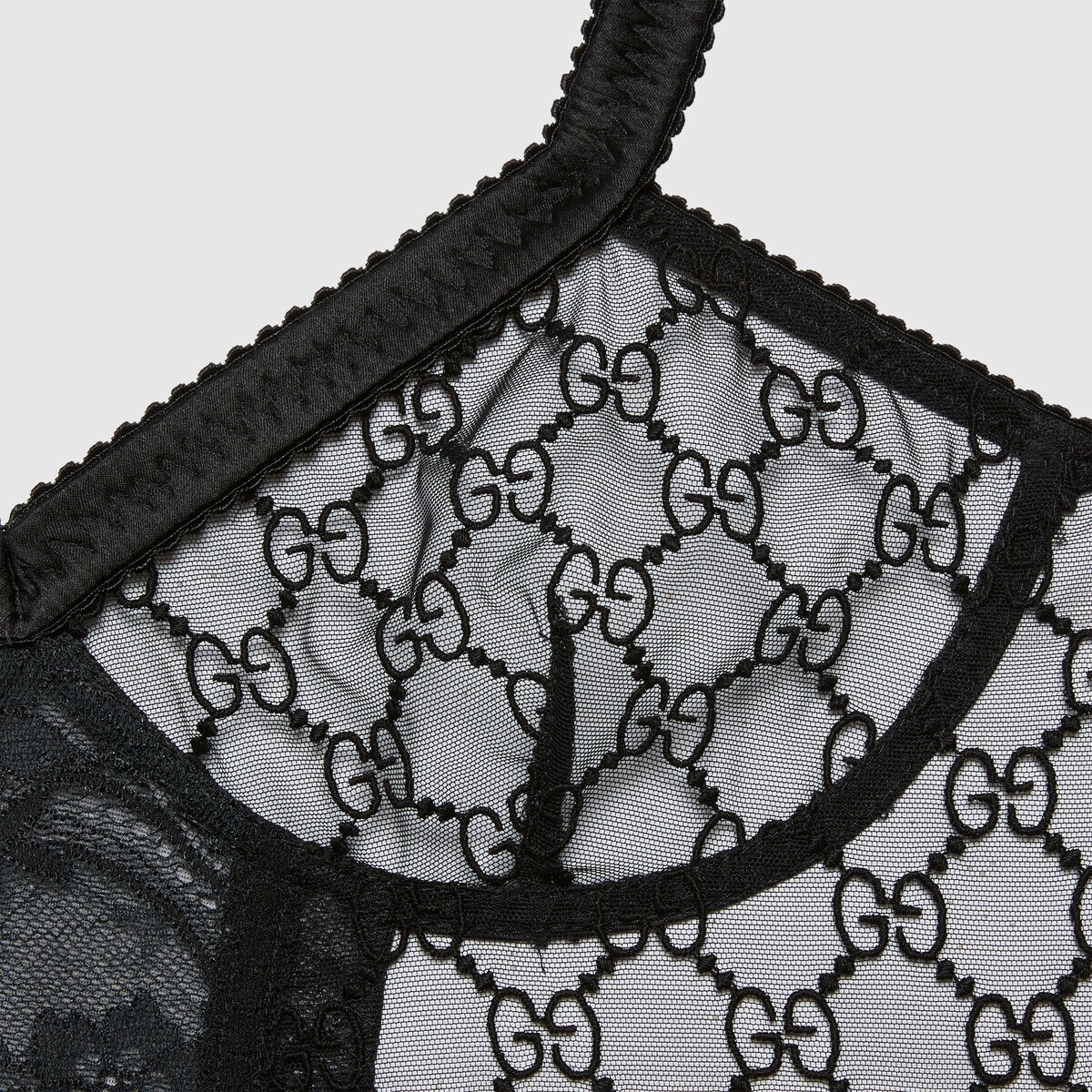 GG embroidered tulle lingerie set - 4
