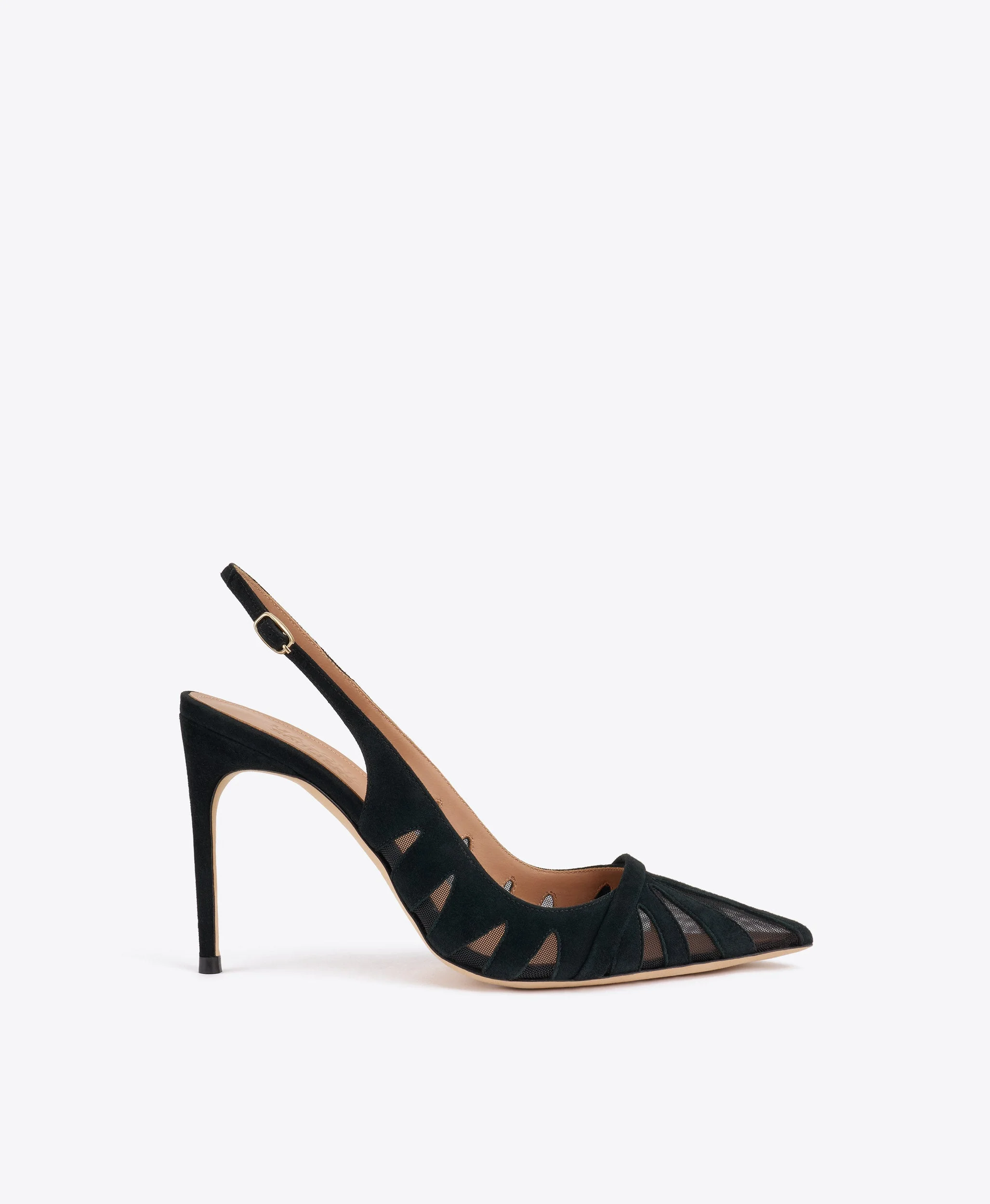 Schiffer 90 Black Suede Slingback Pumps - 1