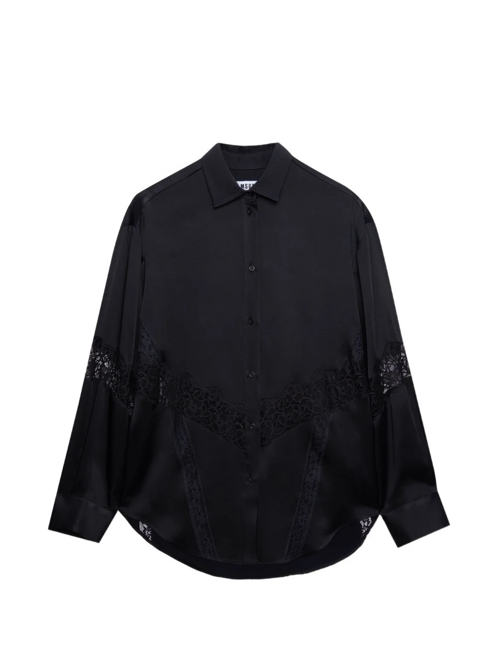 lace-panel shirt - 1