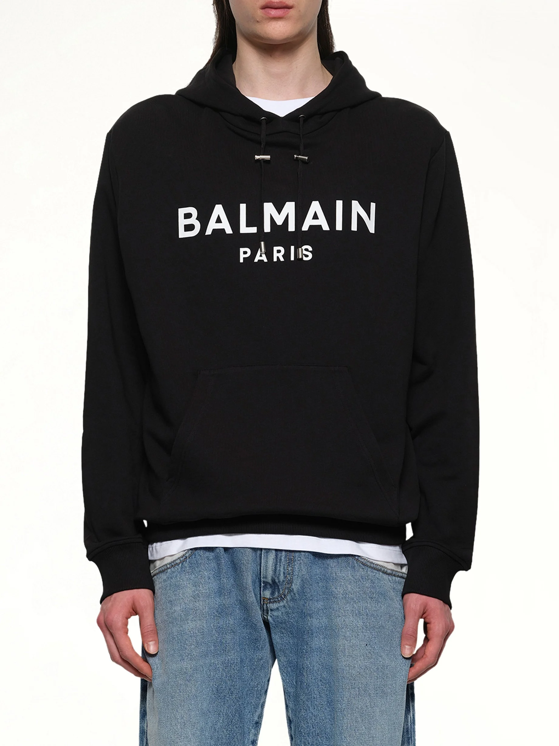 Logo Printed Hoodie in Black/White - 1
