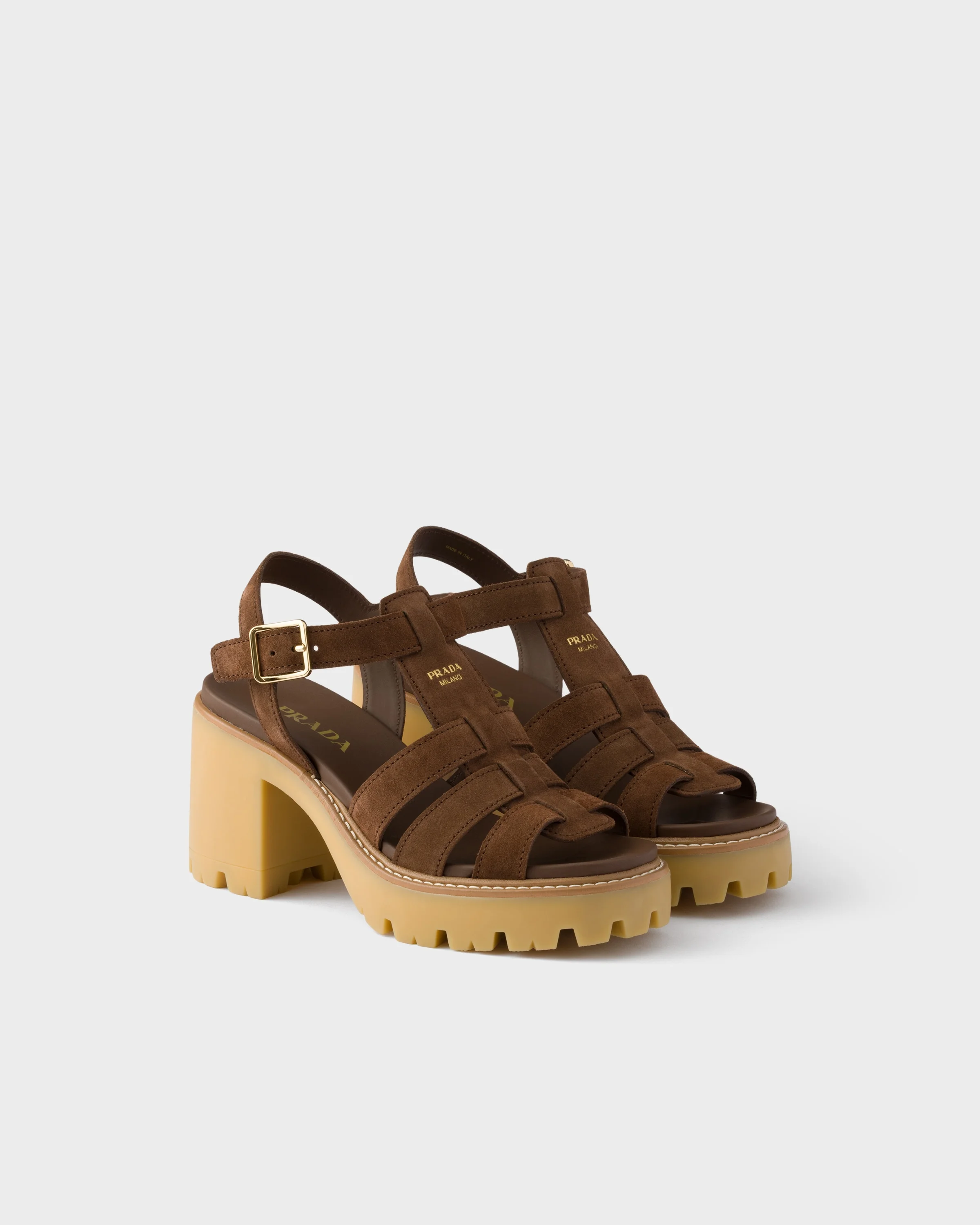 High-heeled suede platform sandals - 1