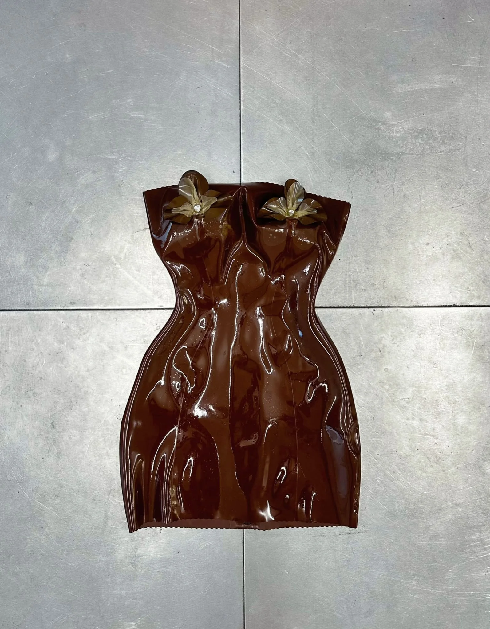 BLOOM BANDEAU DRESS BROWN - 1