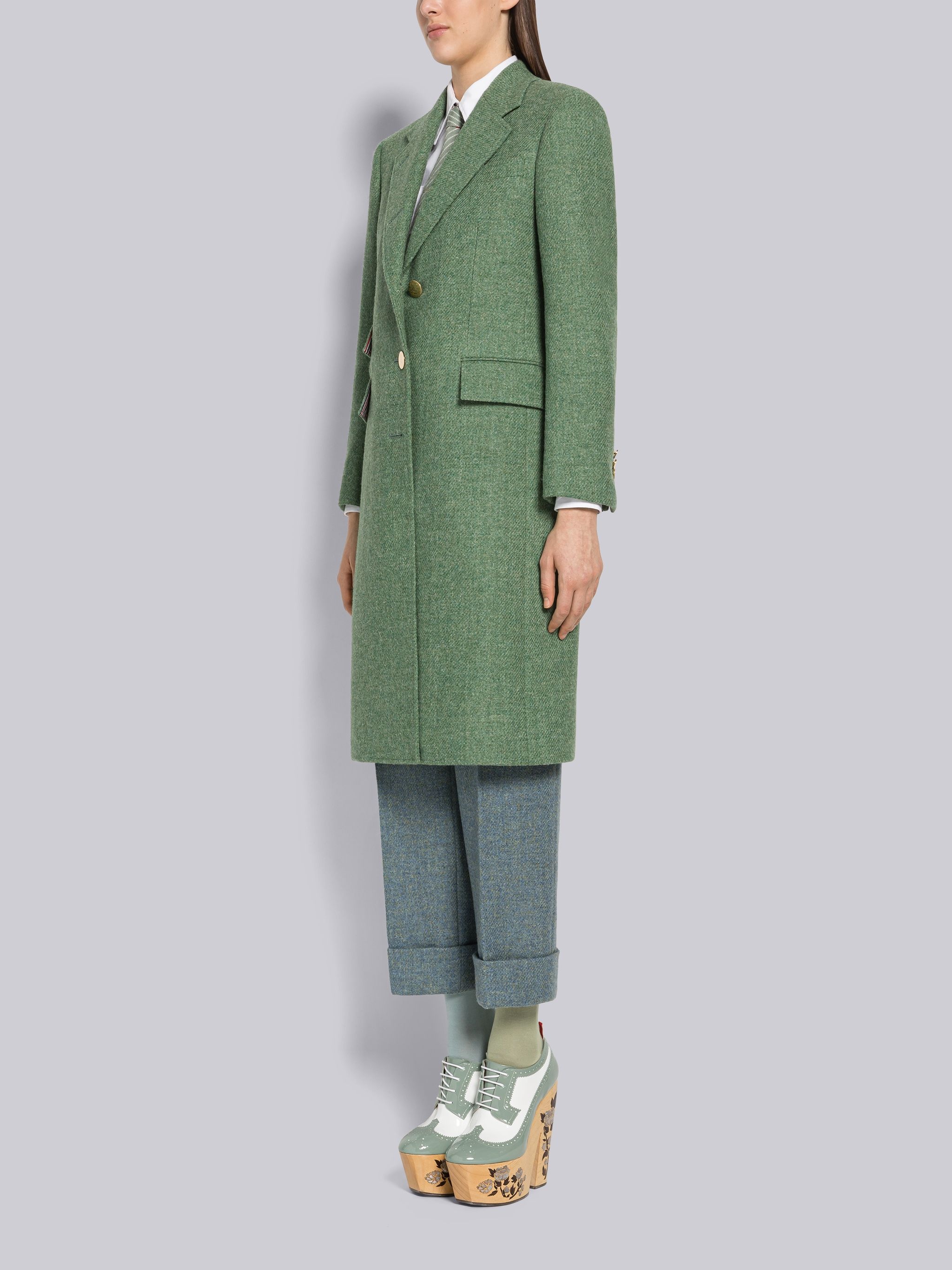 Harris Tweed Single Vent Overcoat - 2