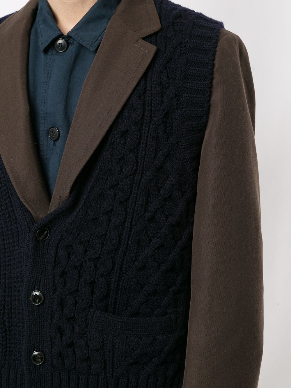 layered knit-panel blazer - 5