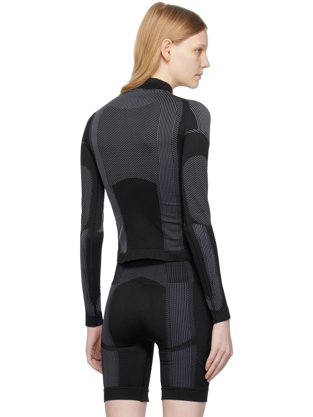 Black Jacquard Sport Top - 3