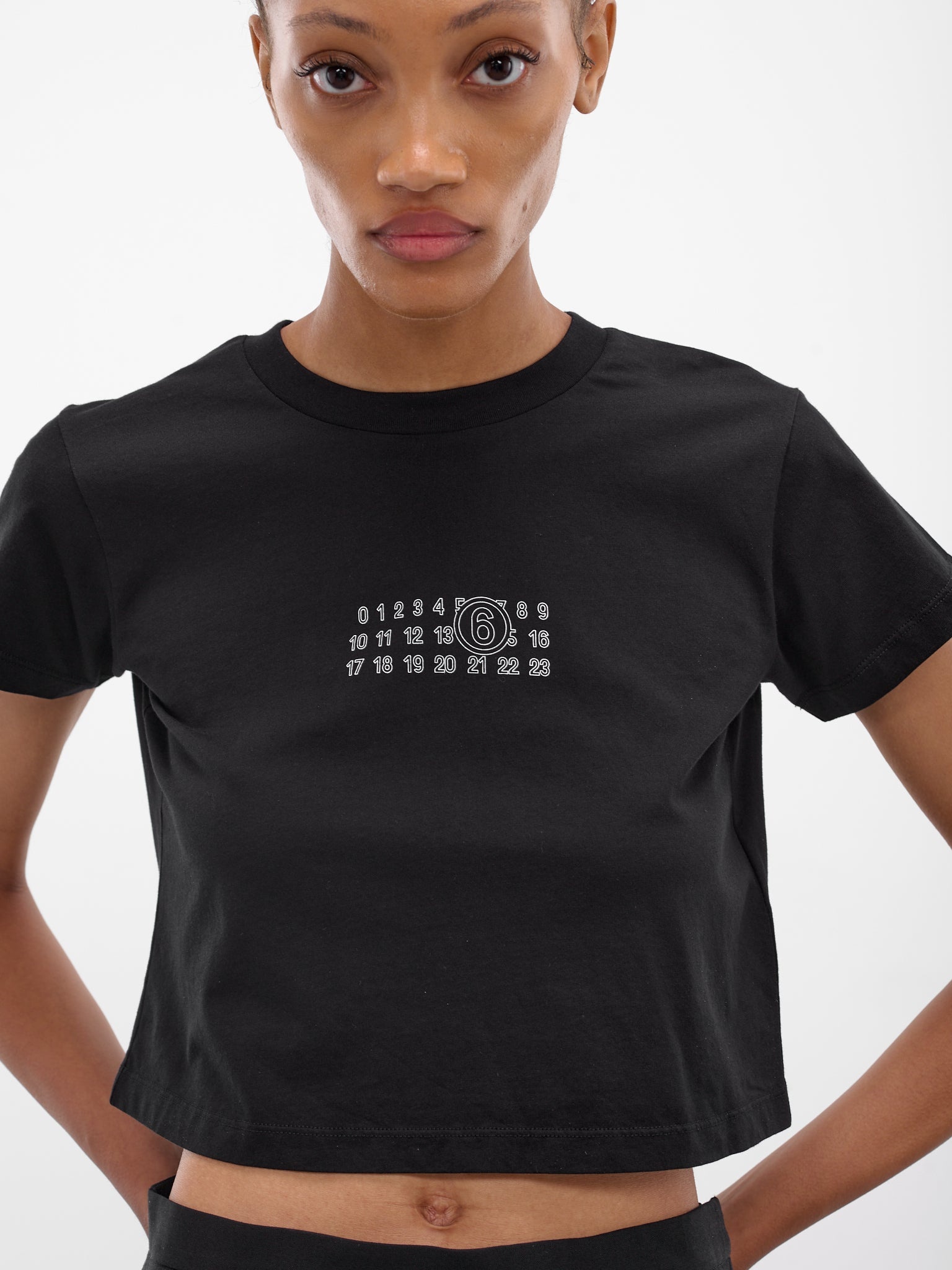 Black Cropped Numeric Logo Tee - 5