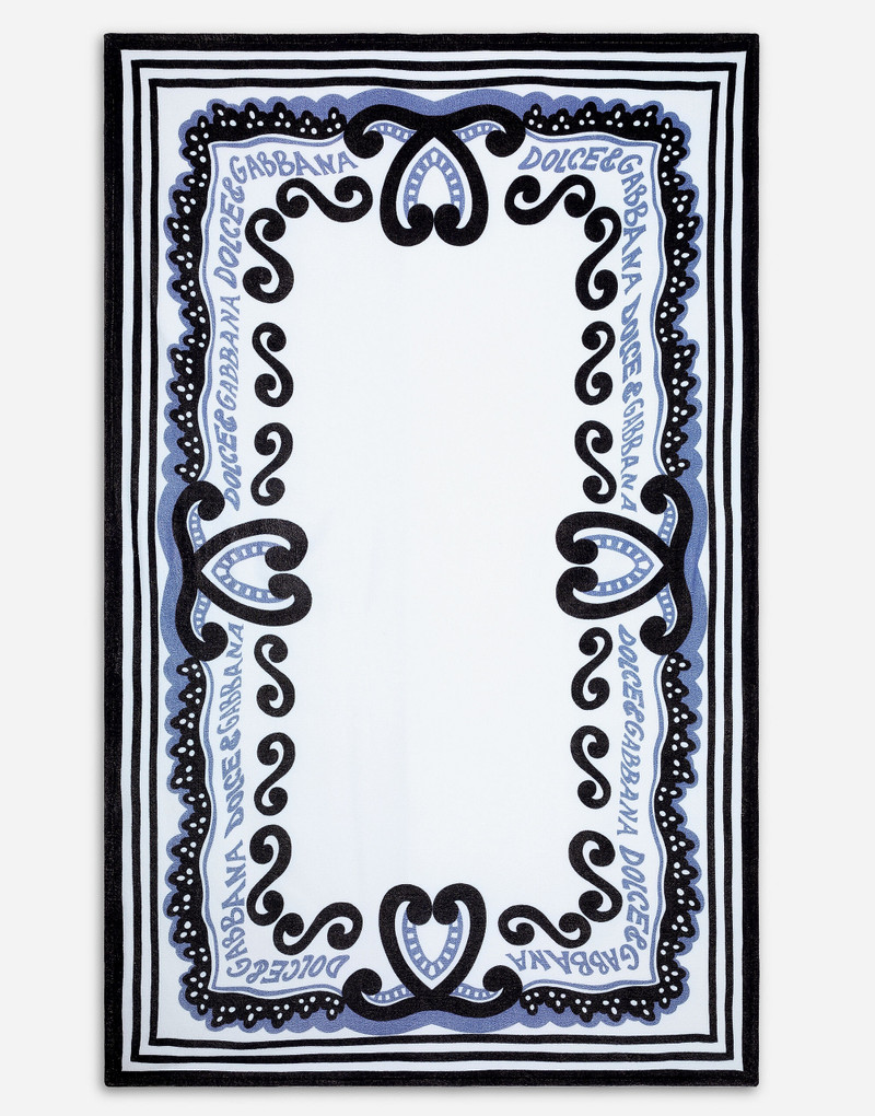 Marina-print cotton beach towel 1