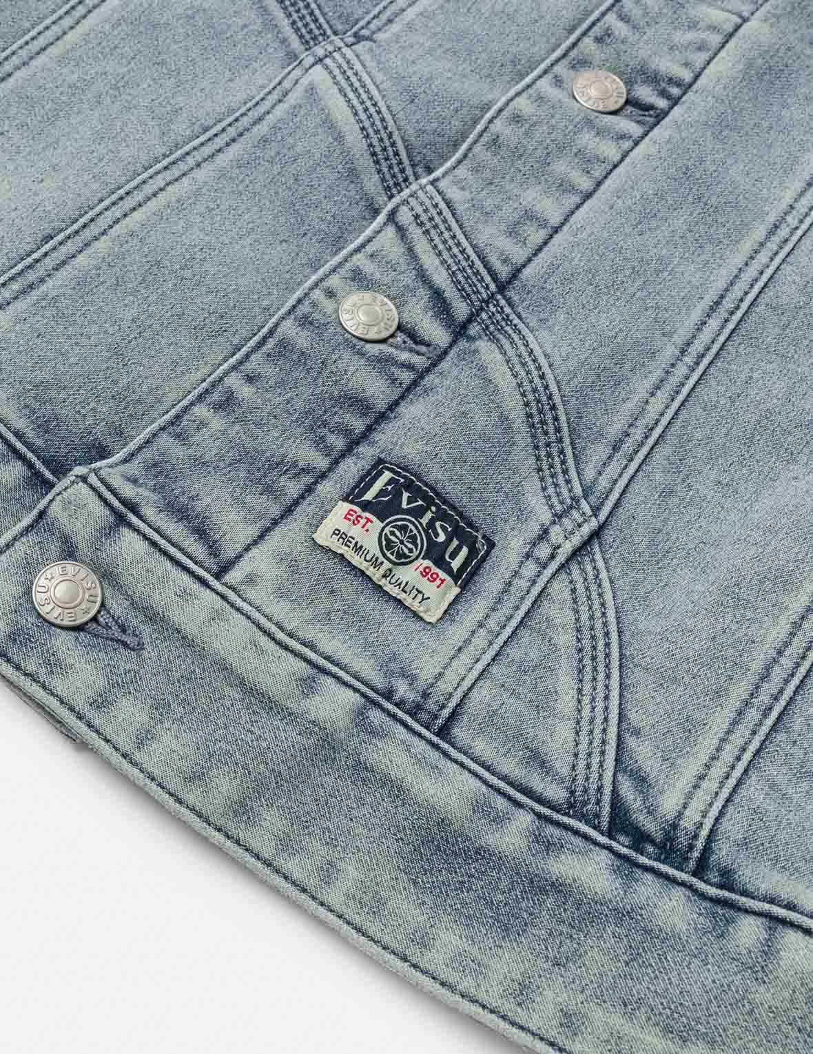Artistic Brush Daicock Print Relax Fit Denim Jacket - 10