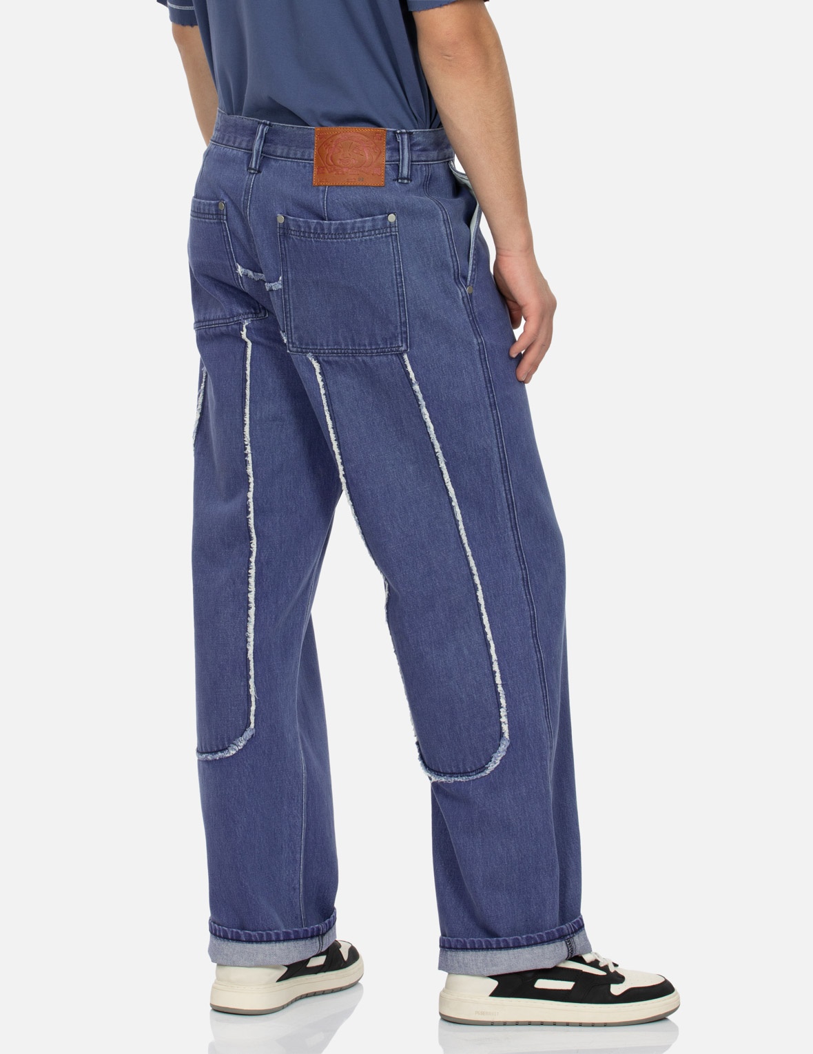 DAICOCK WITH FRINGED EDGES BAGGY FIT WORK JEANS - 7