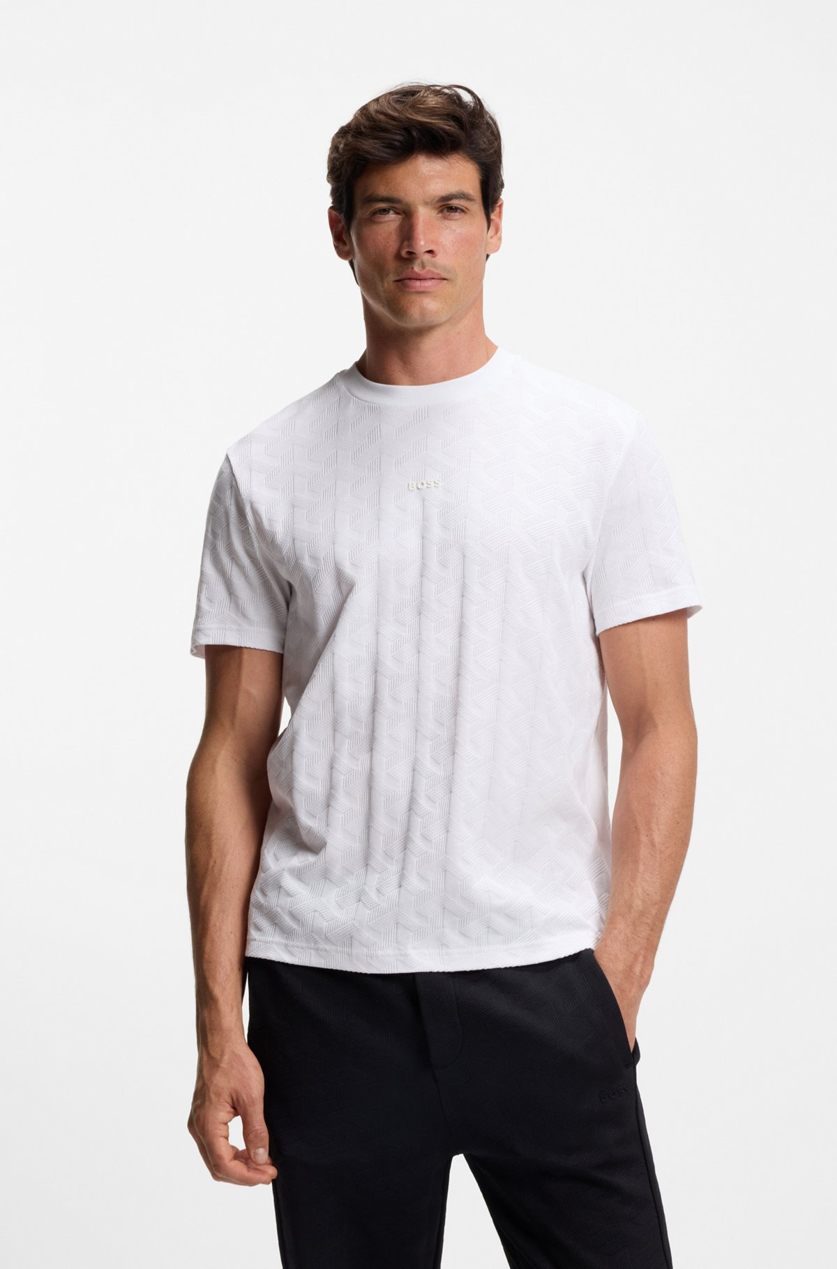 COTTON T-SHIRT WITH JACQUARD PATTERN - 2