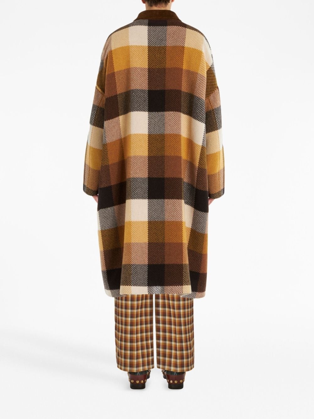 check-pattern wool coat - 4