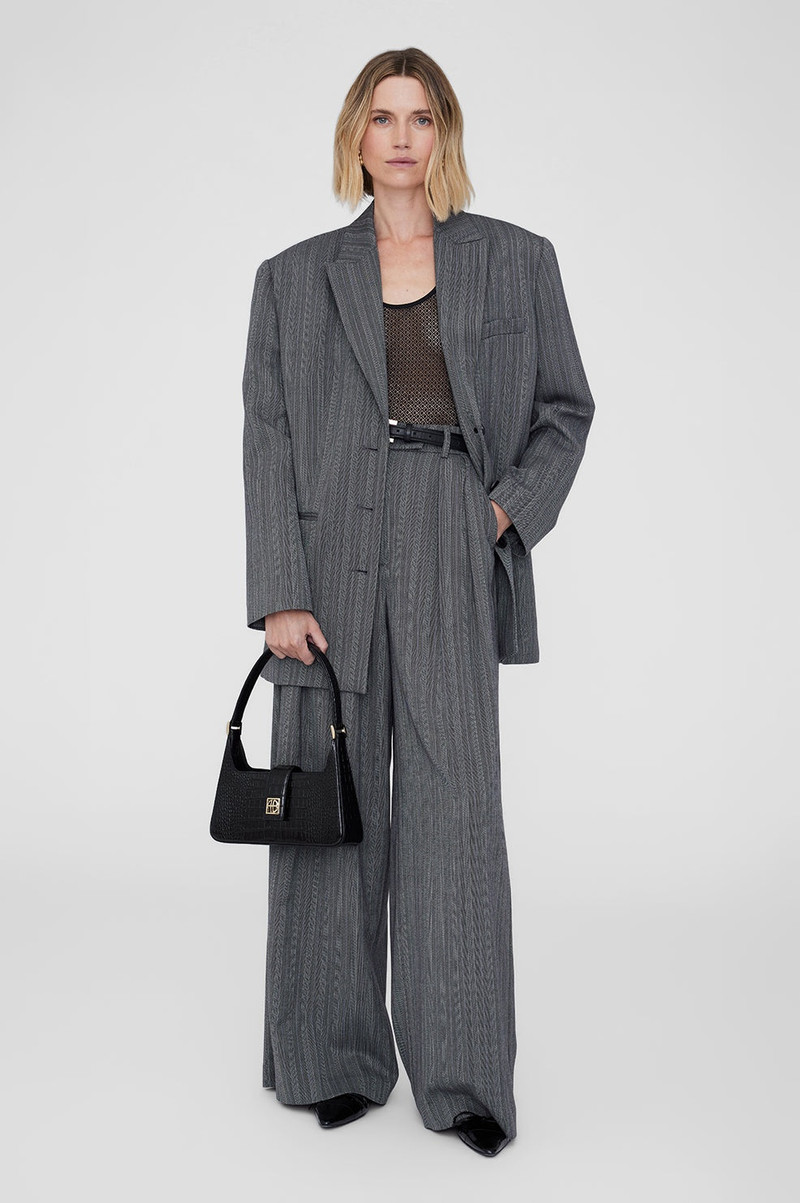 ANINE BING Lou Shoulder Bag - Black Embossed outlook