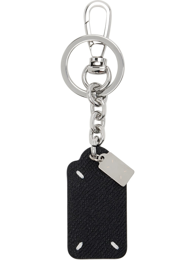 Maison Margiela Black & Silver Four Stitches Tag Keychain outlook