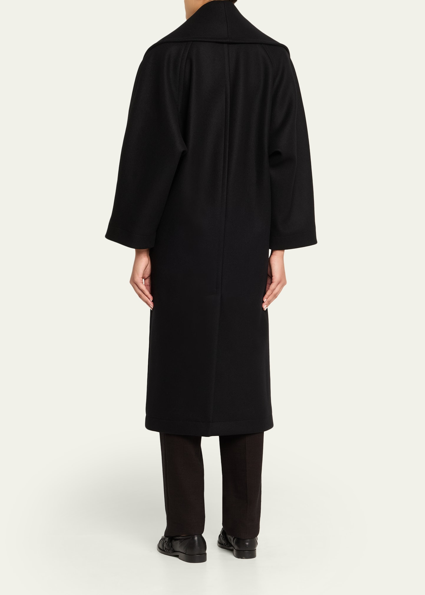 Oversized Collar Double-Breasted Wool-Blend Coat - 3