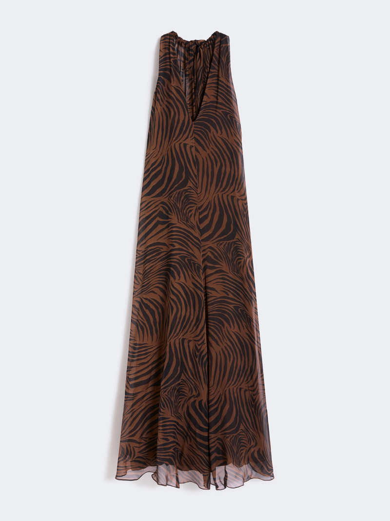 SALICE Printed silk chiffon dress - BROWN 1