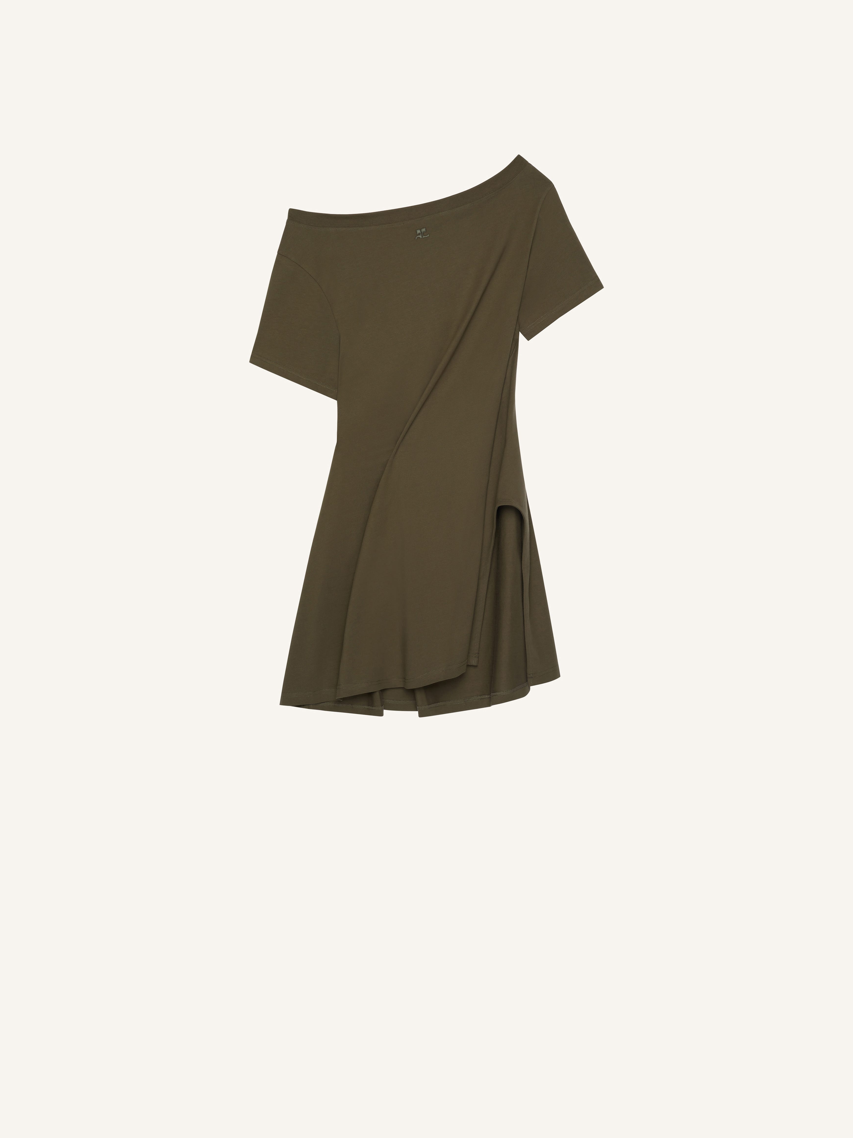 BOAT NECK COTTON MINI DRESS - 1