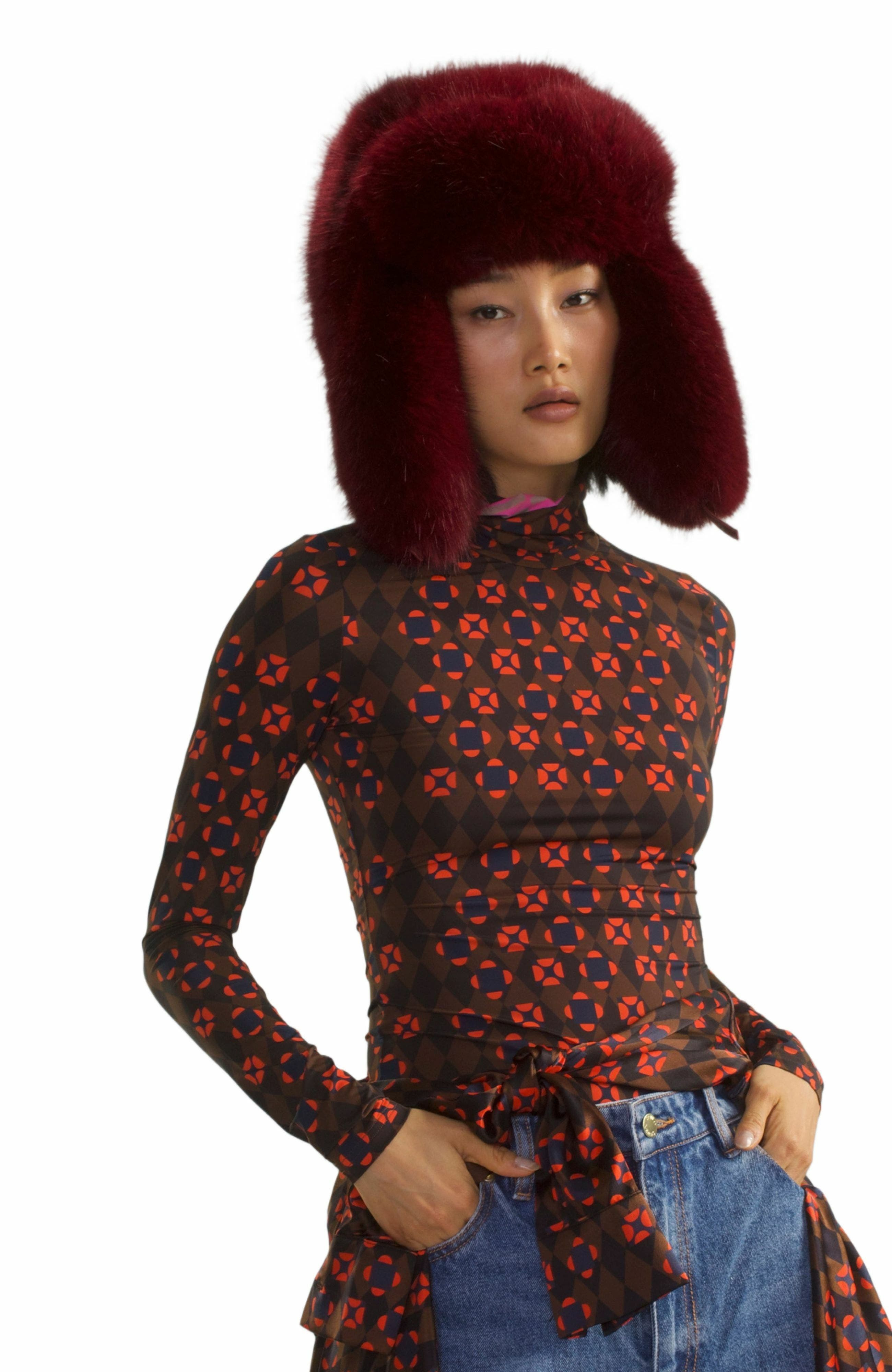 Cynthia Rowley The Snow Bunny Faux Fur Trapper Hat in Burgundy at Nordstrom - 2