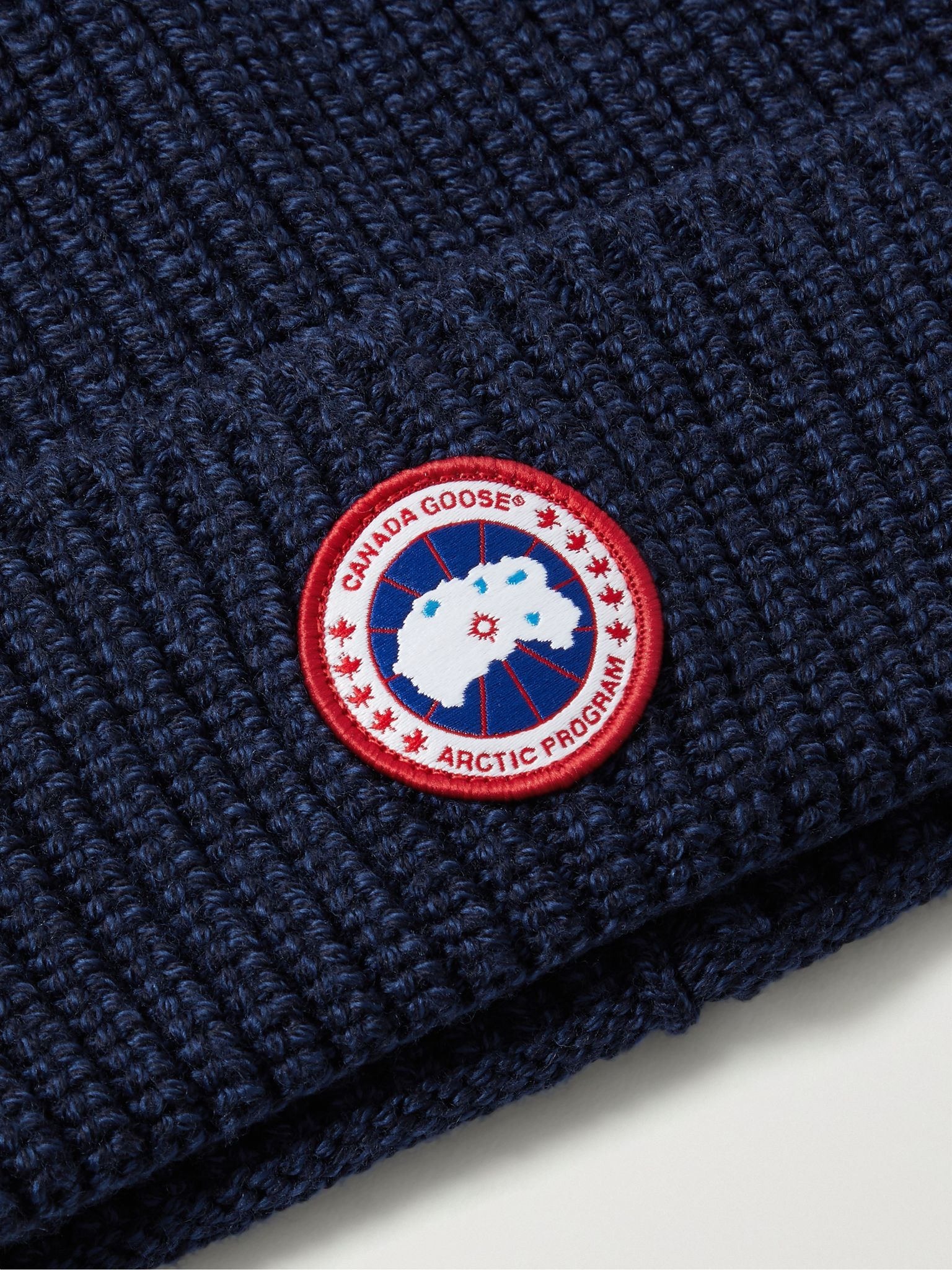 Logo-Appliquéd Ribbed Wool Beanie Navy - 3