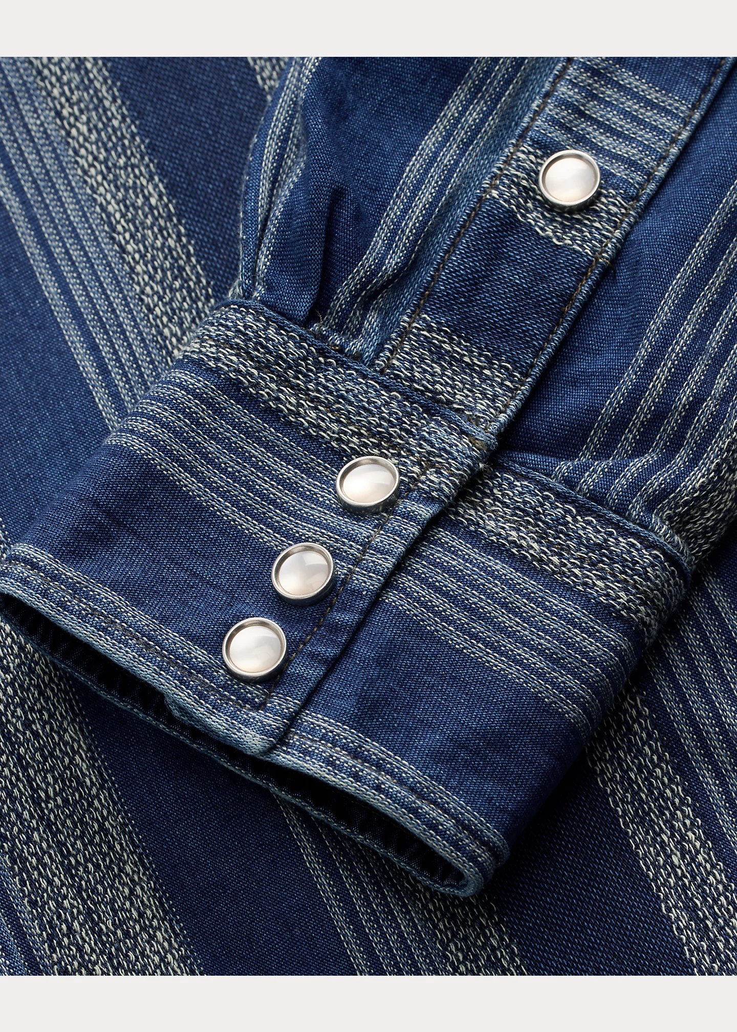 Slim Fit Indigo Striped Western Shirt - 3