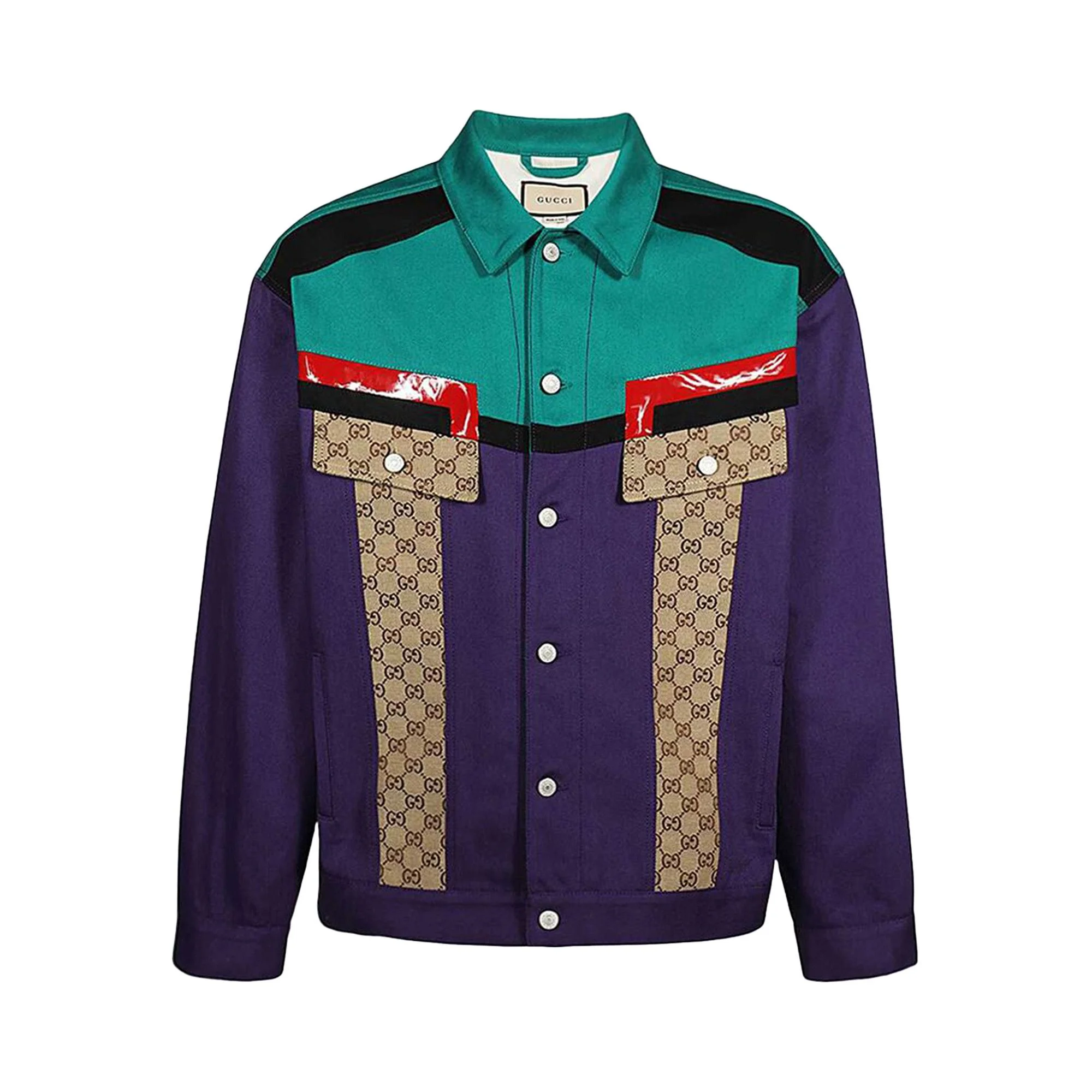 Gucci GG Supreme Colour Block Jacket 'Grape Purple' - 1