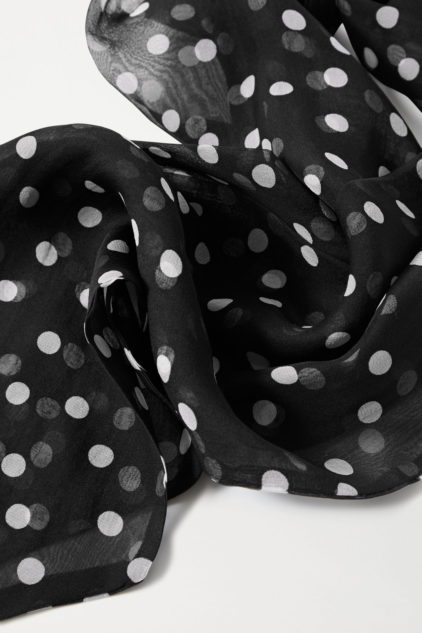 Polka-dot silk-chiffon scarf - 3