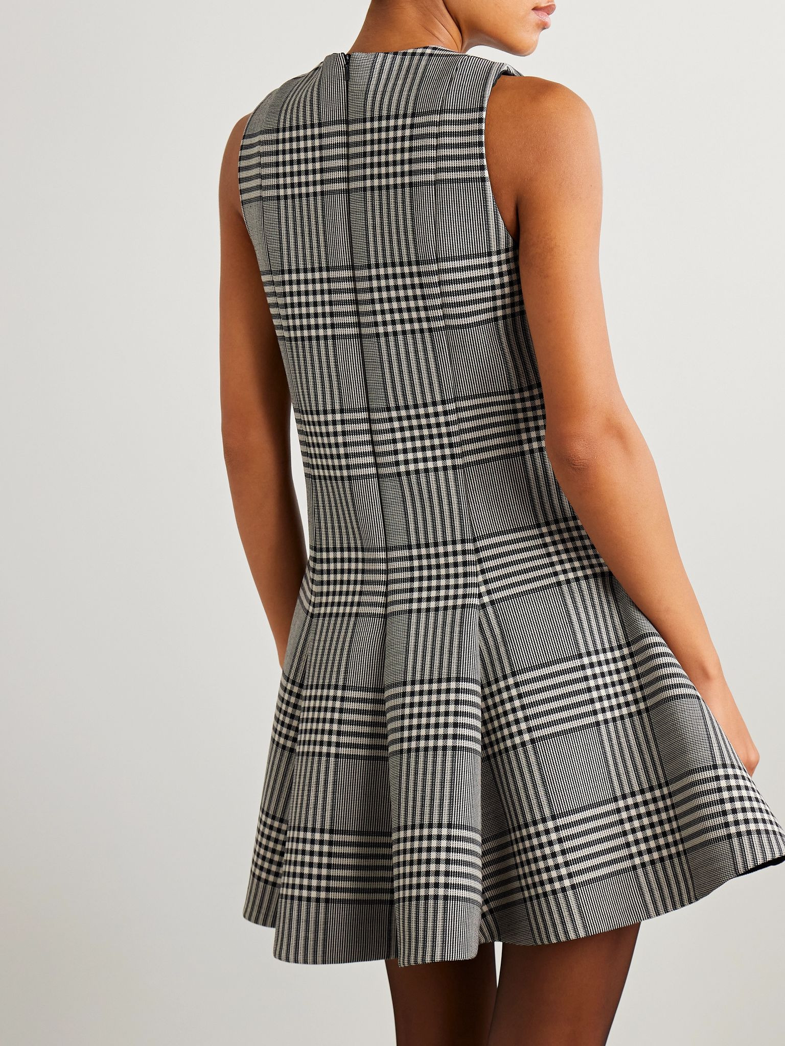 The Sophie Prince of Wales checked wool-tweed mini dress Gray - 3