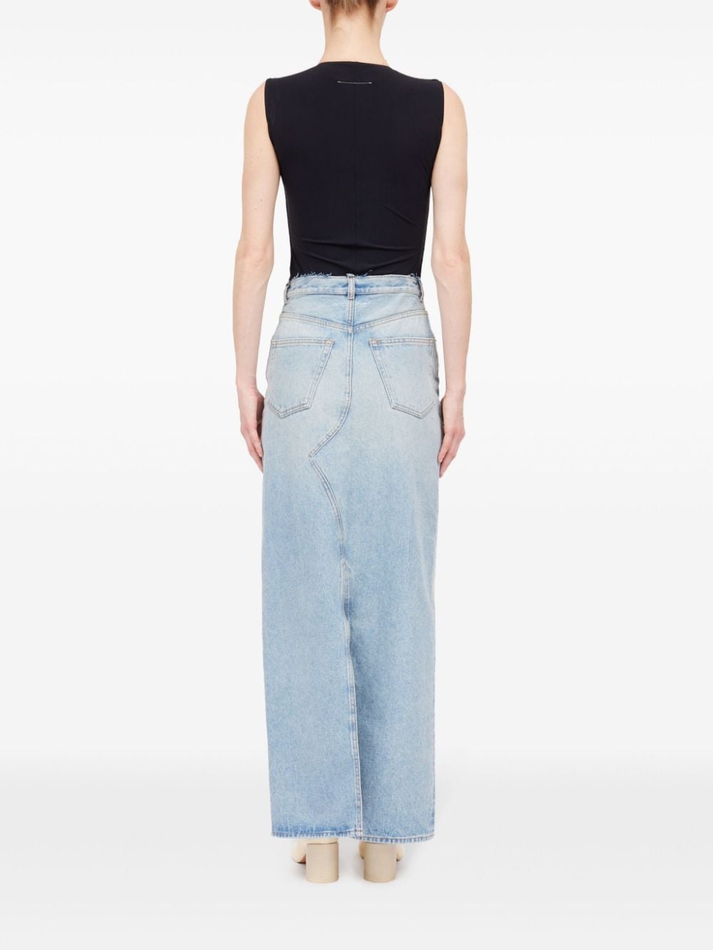 slit denim maxi-skirt - 4