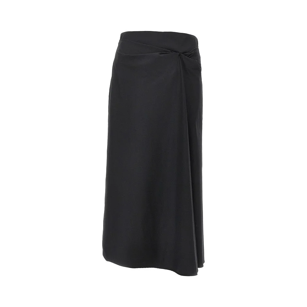 STRETCH SATIN MIDI SKIRT - 1