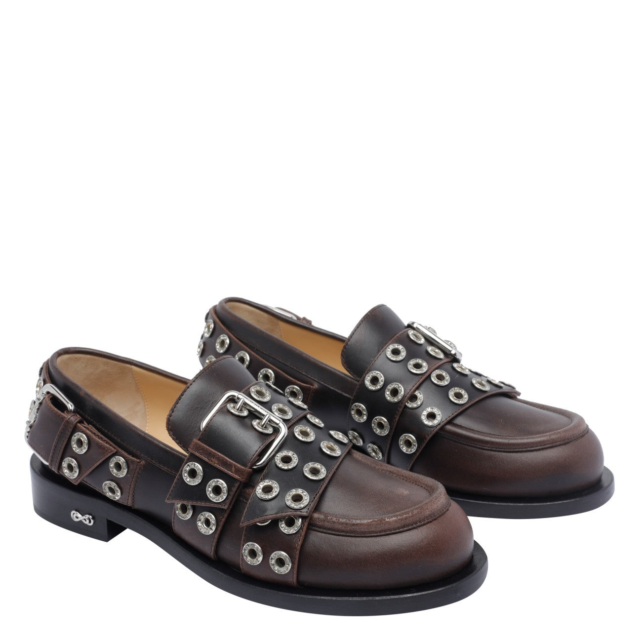 Mach & Mach Women Buckle Belt Vintage Loafers - 2