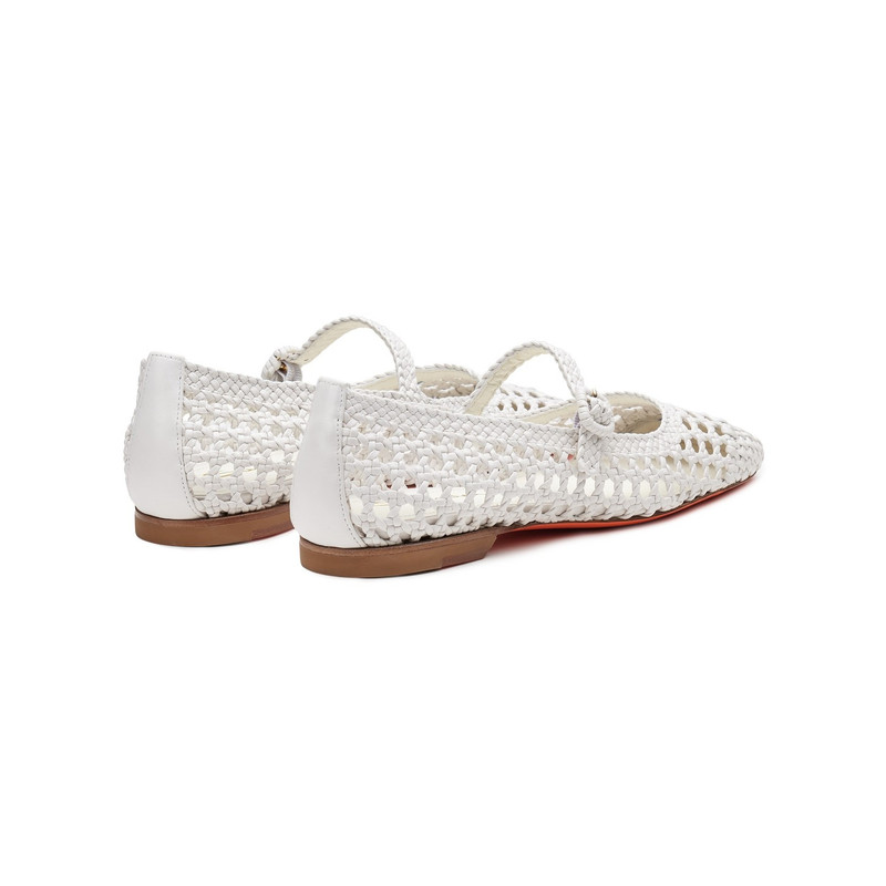 Women's white woven leather ballet flat 3