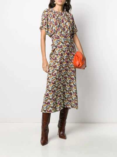 Victoria Beckham paisley-print draped-detail midi dress outlook