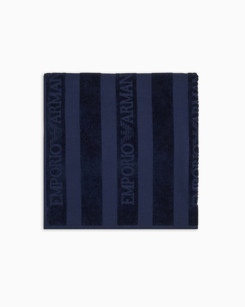 STRIPED TERRY BEACH TOWEL WITH LOGO 1