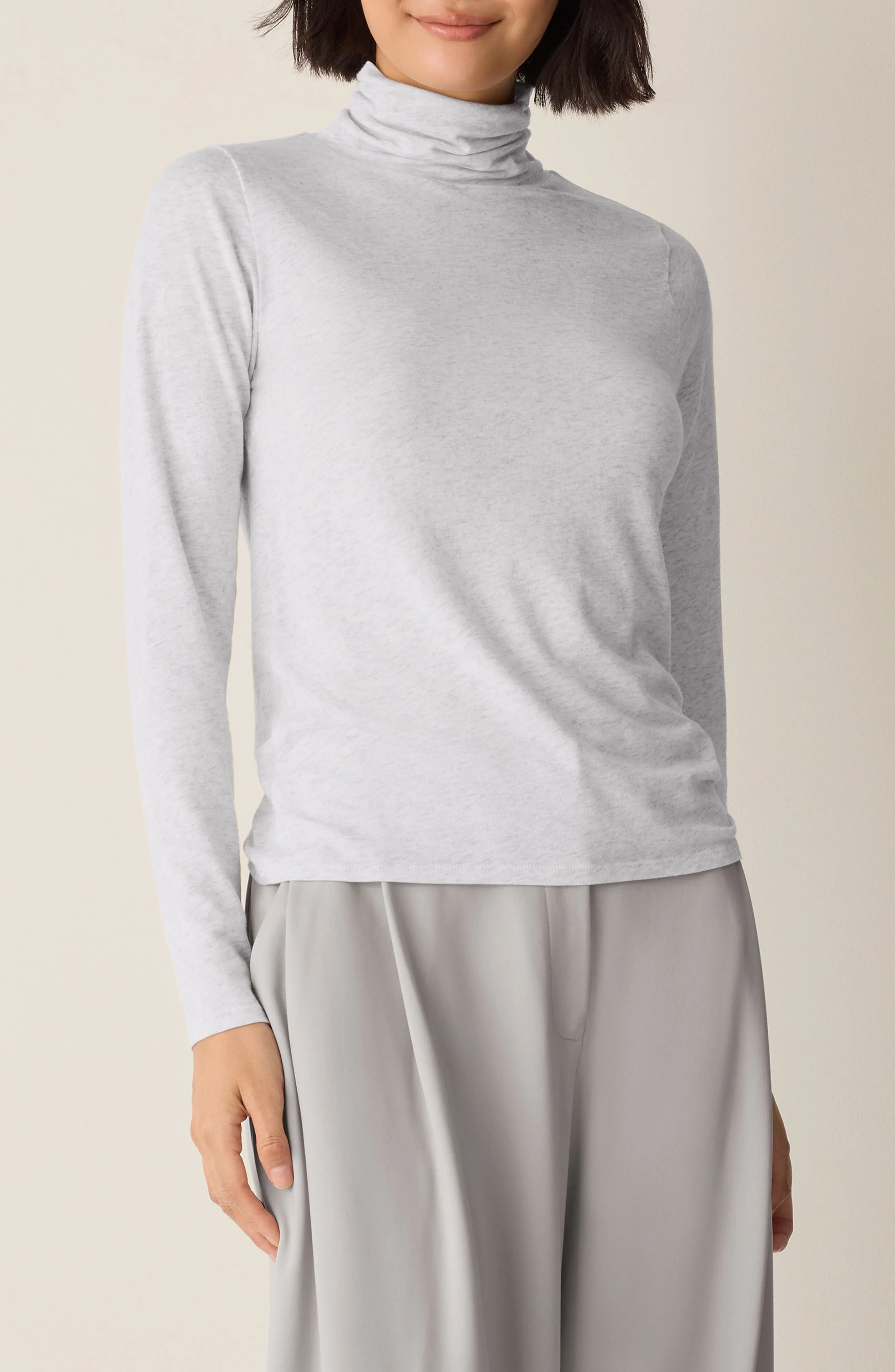 Eileen Fisher Long Sleeve Turtleneck Top in Nimbus at Nordstrom - 1