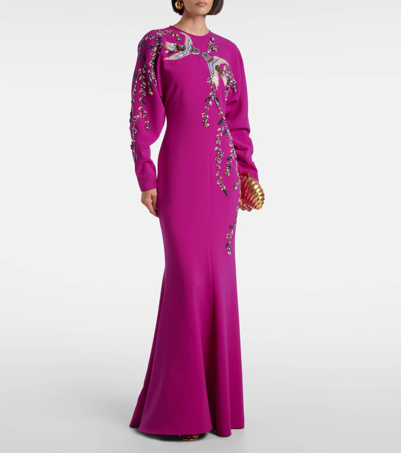 COSTARELLOS Marla crystal-embellished crêpe gown outlook