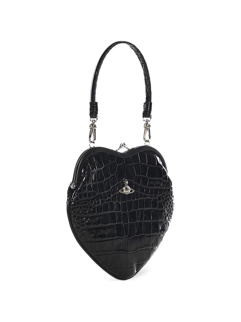 Heart embossed leather tote bag 3