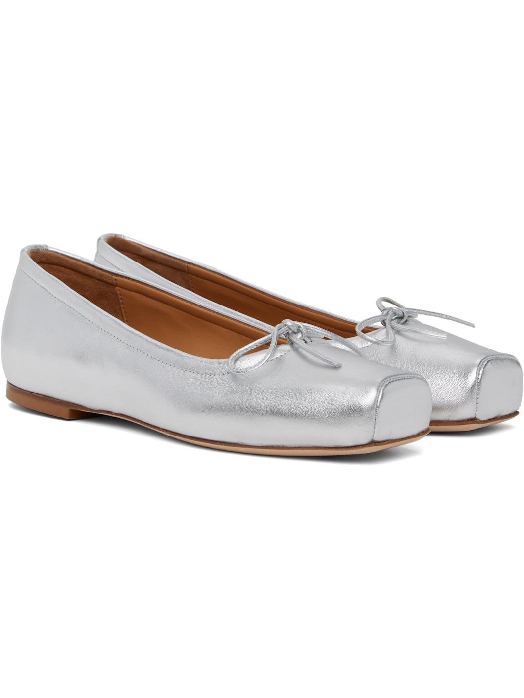 Silver Gabriella Leather Ballerina Flats - 4