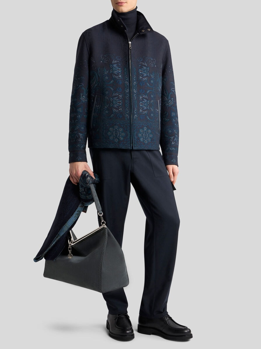 WOOL-BLEND JACQUARD JACKET WITH STAND-UP COLLAR - 3