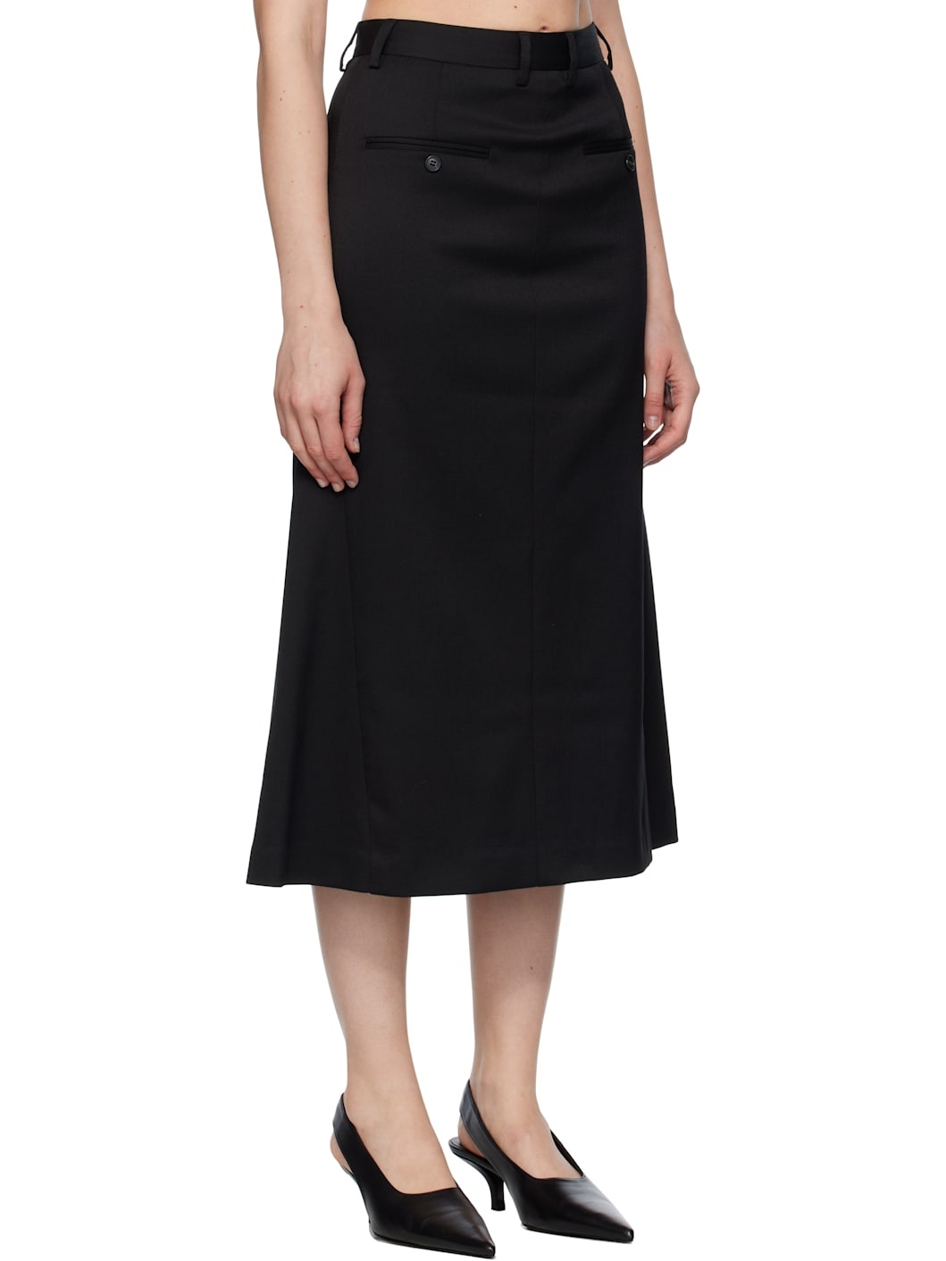Black Tailored Midi Skirt - 2