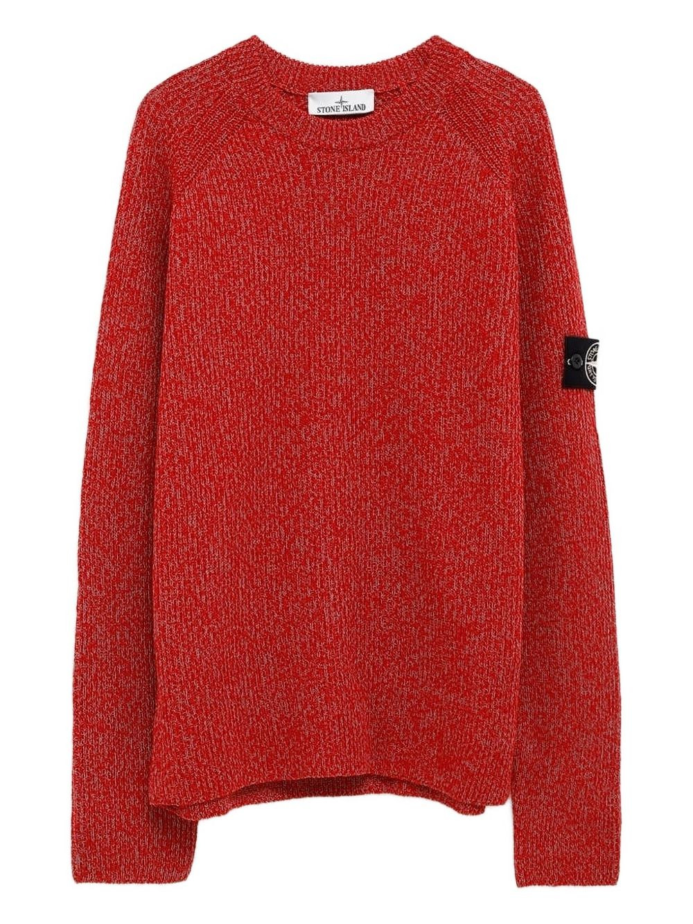 ribbed-knit sleeve-patch sweat - 1