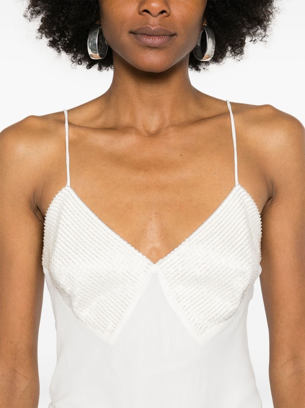 bead-detail silk tank top - 5