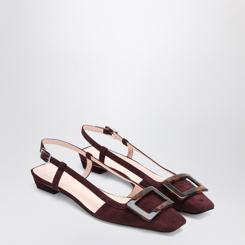 Roger Vivier Belle Vivier Bordeaux Suede Slingback Flats Women - 2