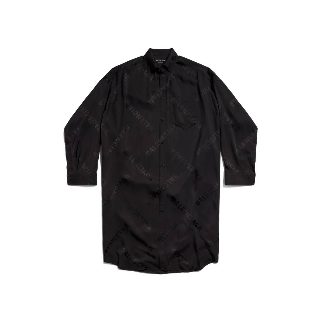 Women's Bal Diagonal Allover Long Sleeve Cocoon Dress in Black - 1