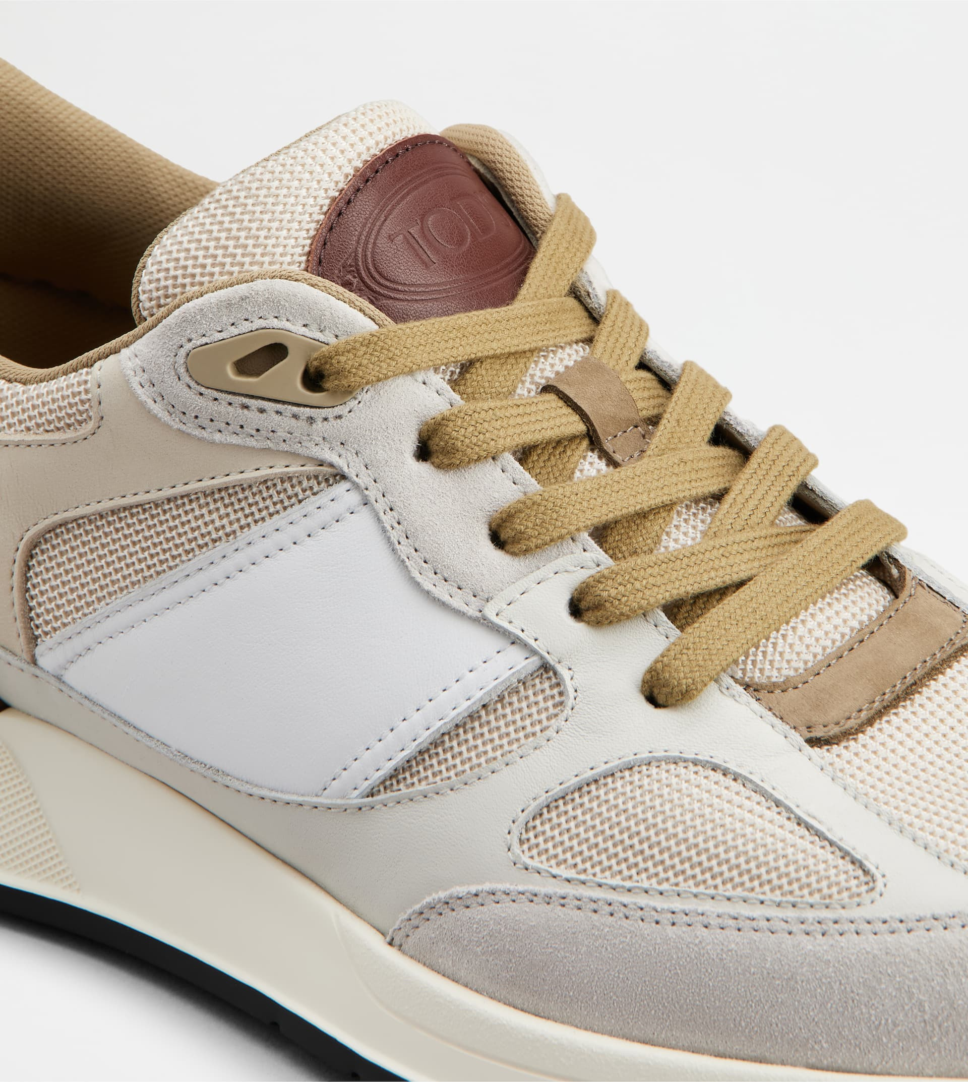 SNEAKERS IN SUEDE AND SMOOTH LEATHER - BEIGE, GREY, BROWN - 5